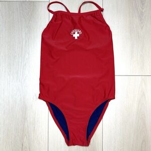 VTG Y2K ELifeguard Red Lifeguard One Piece Swimsuit Cutout Back Size 36 2000s